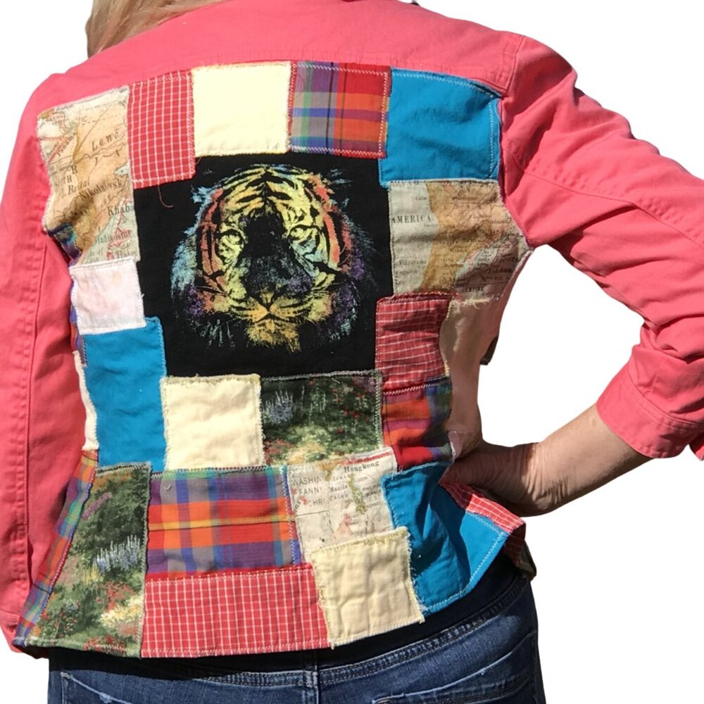 Upcycled Patchwork Jacket, Small: Handcrafted Boh… - image 1